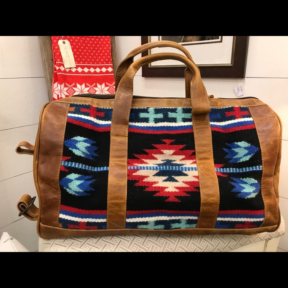 New Saddle Blanket and Leather Duffel Bag